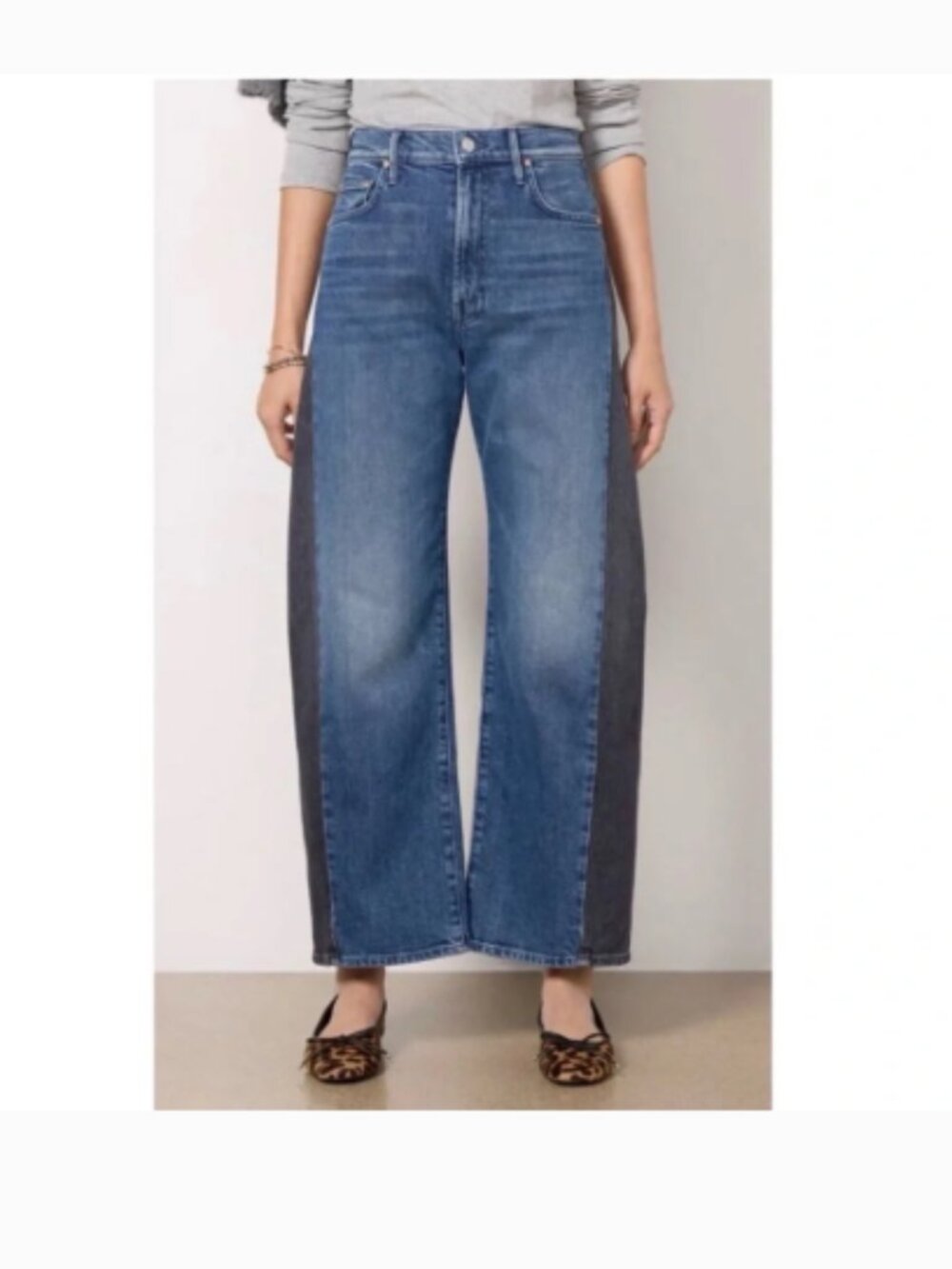 Mother Superior The Half Pipe Flood Two Tone Barrel Leg Jeans‎ Black Blue Sz 25
